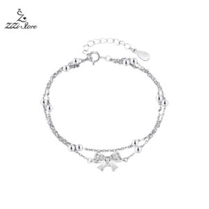 Lắc Tay Nữ Kiểu Dây Kép Nơ Đính Đá – Dễ Thương và Nữ Tính